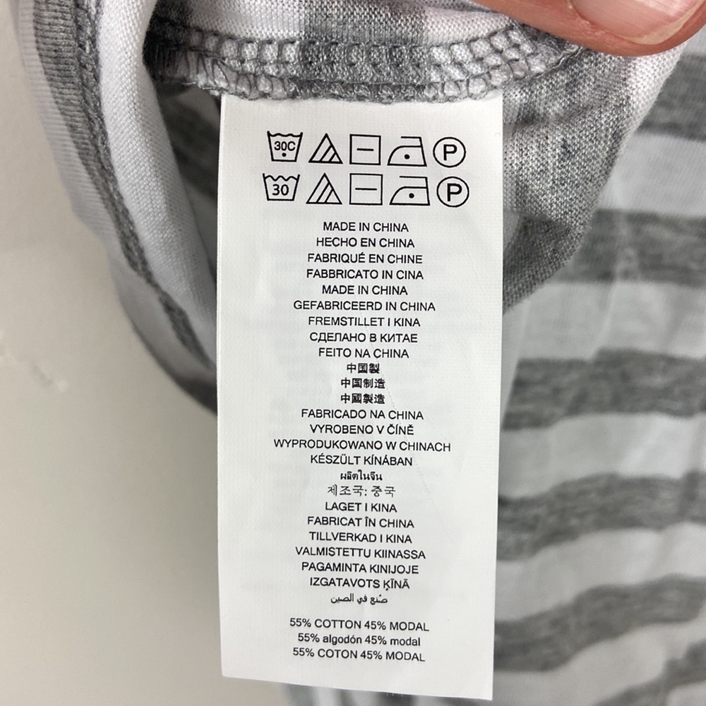 Michael Kors Gray White Stripe Tie Short Sleeve Tee Small NWT - Picture 6 of 6